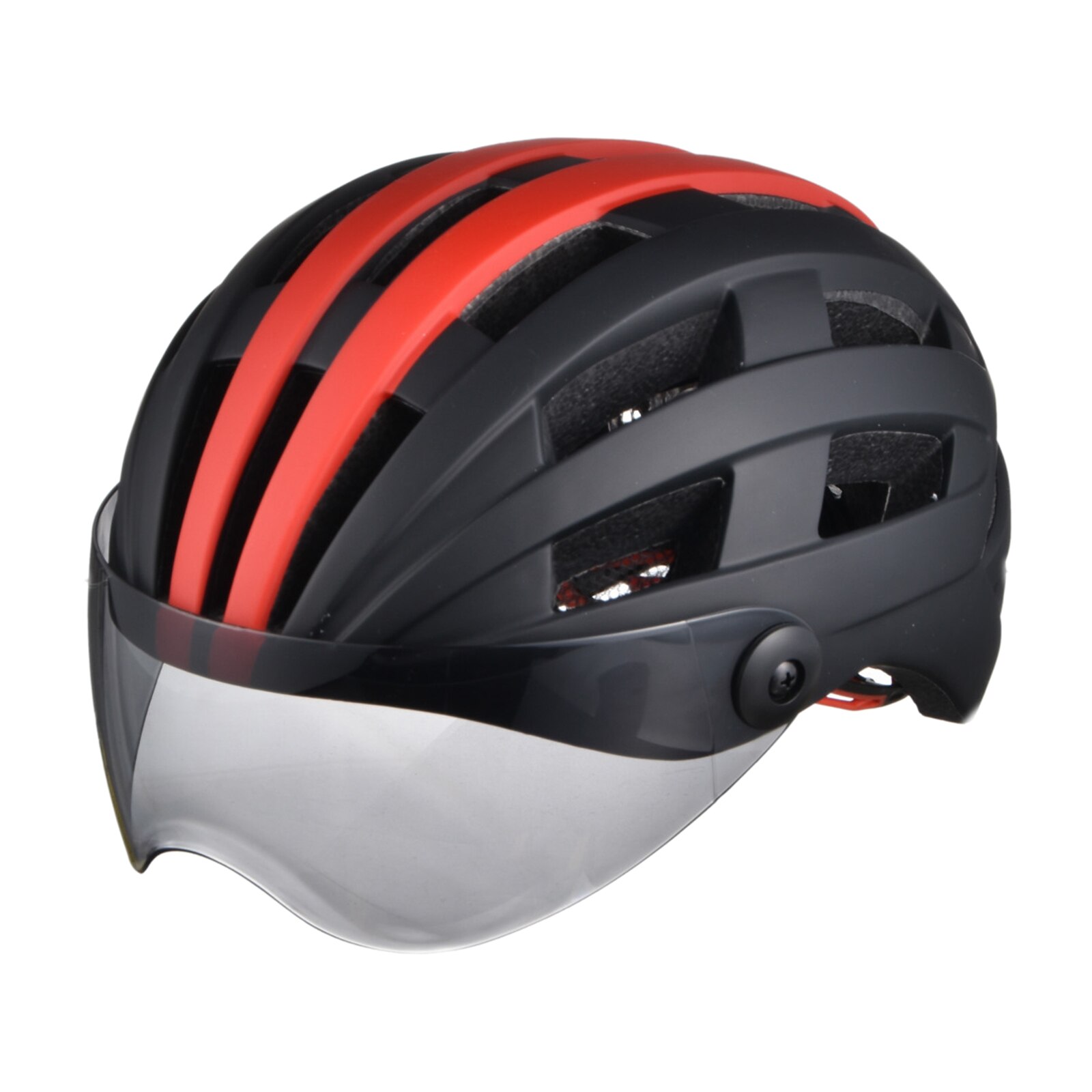 Casque de cyclisme pour hommes et femmes, avec lunettes, protection de tête de vélo, vtt: Black Red
