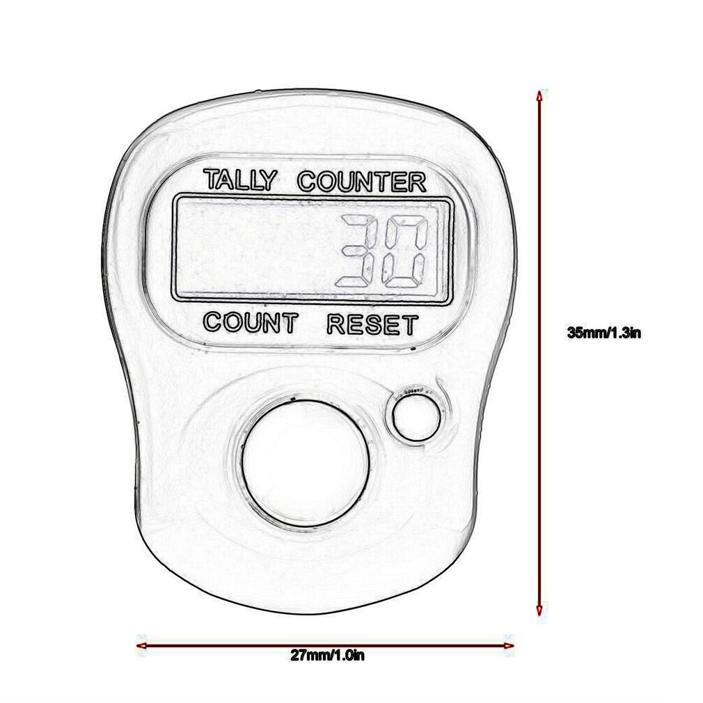 Mini Finger Press Hour Meter Counter Plastic Row Counter LCD Electronic Digital Tally Register for Any Knitter Random Color