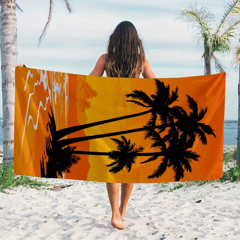 A Beach Towel with Palm Tree DesignMicrofiber terry bath towels for yoga, travel, swimming, fitness and camping: M