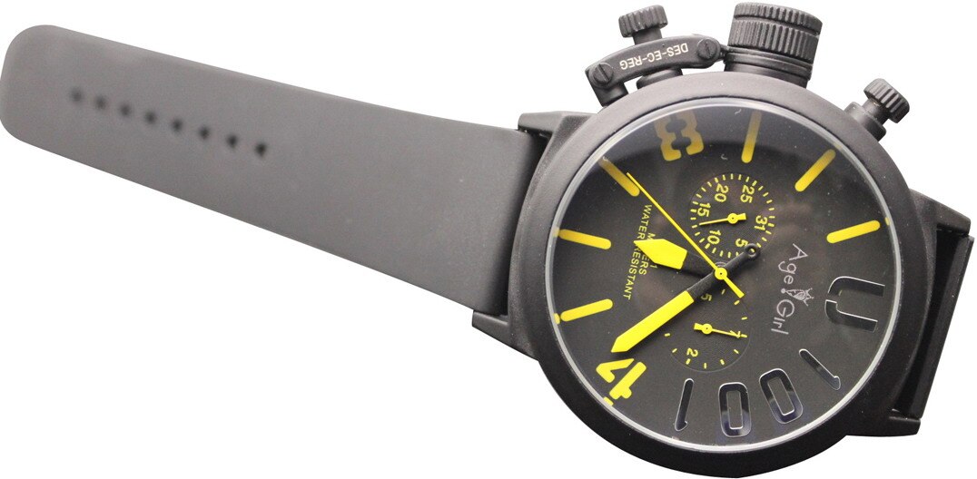 Klassieke heren sporthorloge met zwarte rubberen klassieke u-vorm, automatisch mechanisch, zelfopwindend horloge met linkse haak, big 50mm boat horloges: 6