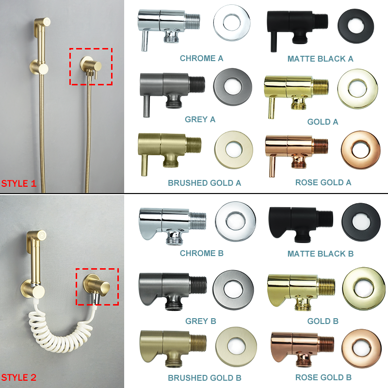 Messing Kraan Ventiel Muur Gemonteerde Socket Buitendraad G1/2 "Zwarte Kraan Douche Messing Hoek Ventiel Badkuip Accessoires
