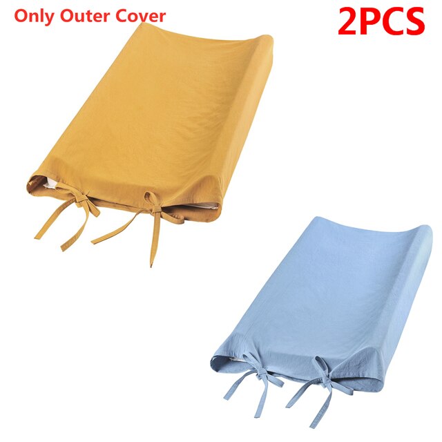 2PCS Baby Changing Table Pad Cover Breathable Infant Changing Board Mat Cover Baby Nursery Supplies For Baby Bebes Diapers Pad: Yellow Blue