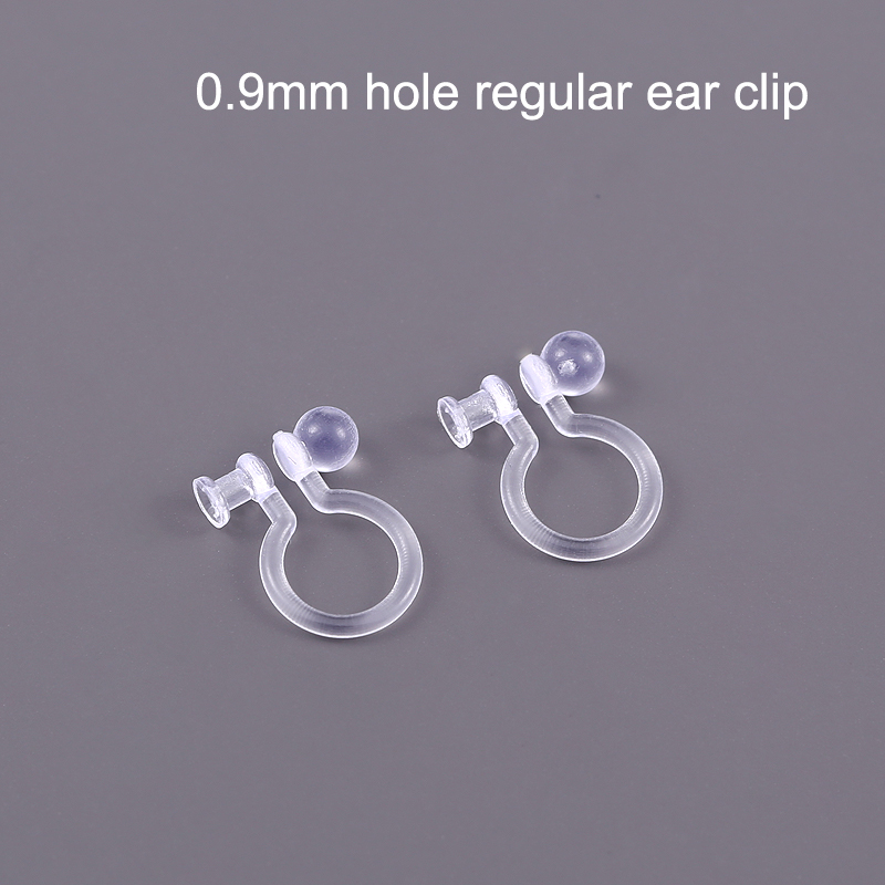 Clips para las orejas de resina transparente para mujer, aretes perforados hechos a mano, indoloro, suministros de joyería, 1 par: 1Pair CG 0.9mm