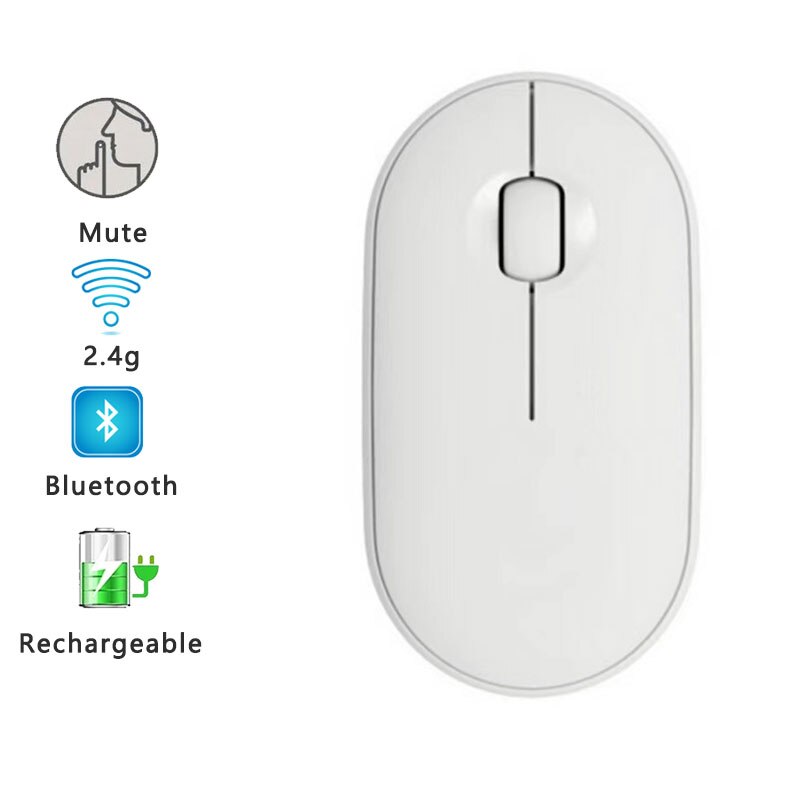 Drahtlose Maus Wiederaufladbare Bluetooth Stille Ergonomische Computer Verbinden Multi Gerät Für iPad Mac Tablette Macbook Luft Laptop PC: dual mode weiß