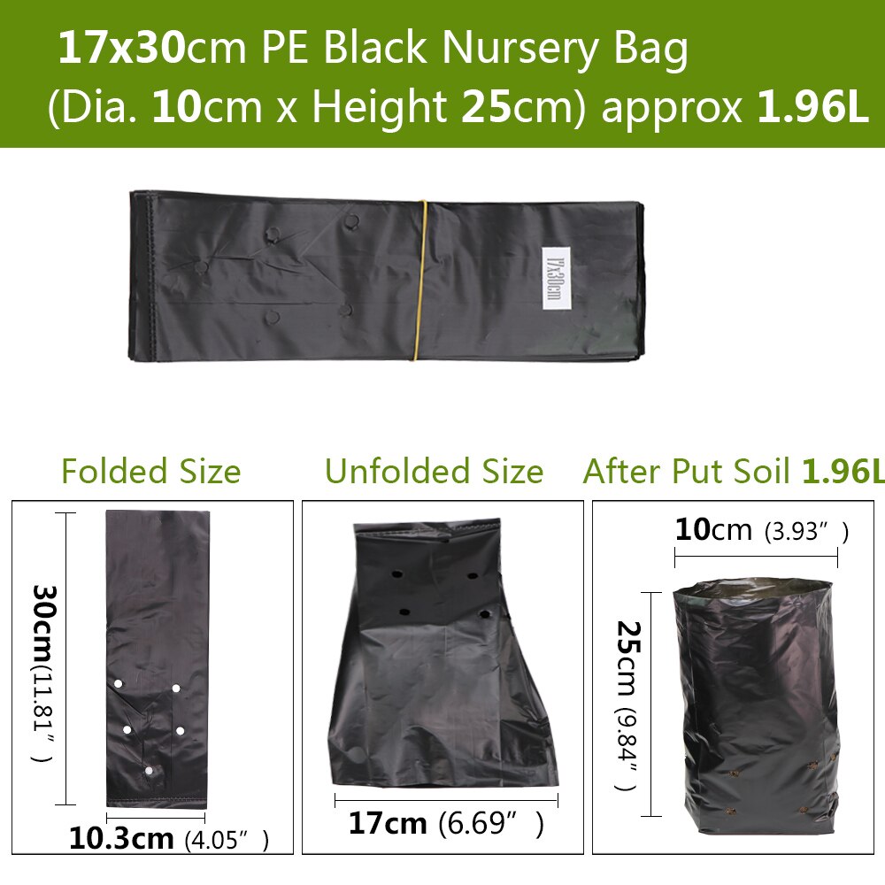 50PCSHDPE Black Grow Soil Bags Garden Agricultural Cultivation Pockets Seedling Breathable Permeable Anti-UV Pouch