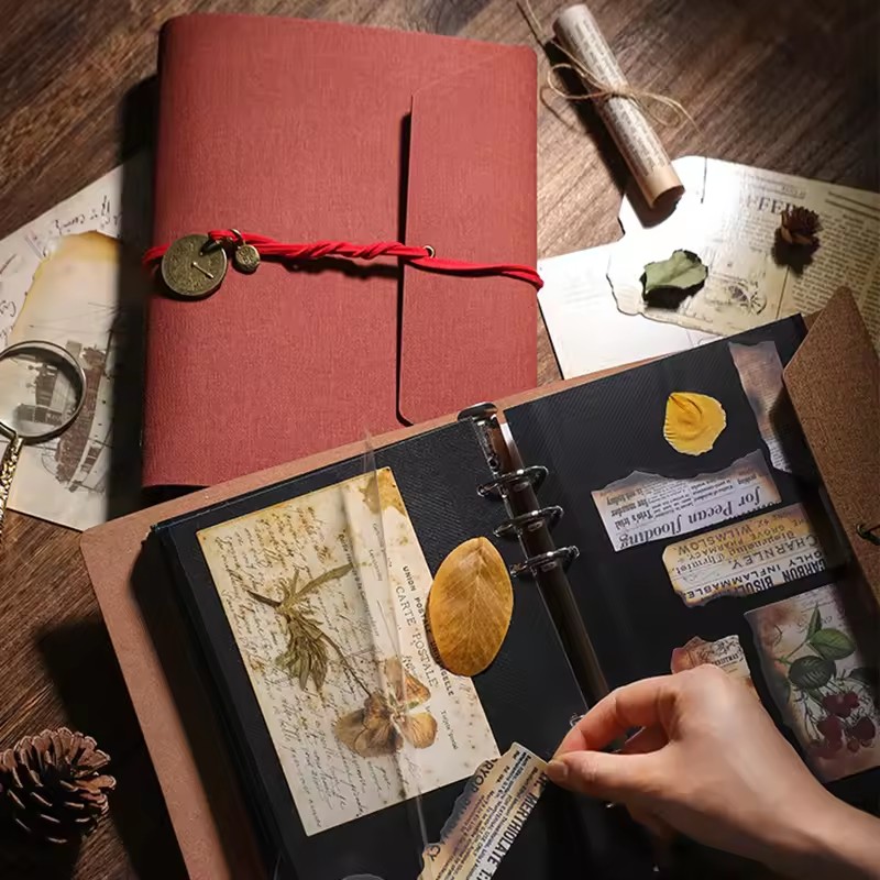 Álbum de Fotos de Gran Capacidad con Cubierta de Cuero de Color Sólido, para Scrapbooking, Adhesivos, Tarjetas Fotográficas, DIY, para Viajes