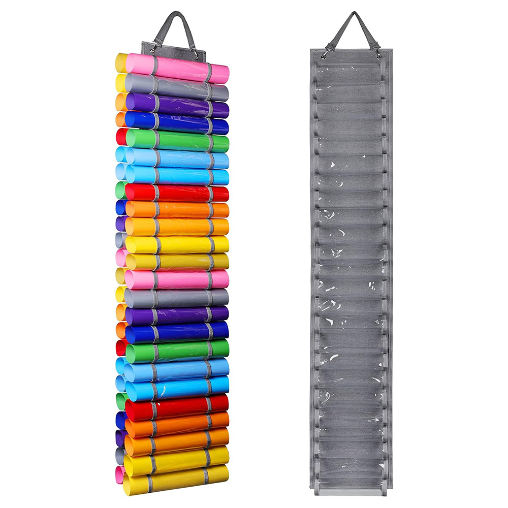 Vinyl Storage Organizer - Vinyl Roll Holder, Craft Vinyl Storage Rack, Hanging Organizer Storage with 48 Roll Compartments: GRAY