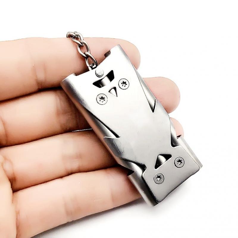 1Pcs Emergency Whistle Stainless Steel Whistles Pipe High Decibel Survival Whistle Keychain Cheerleading Whistle for Hiking Camp