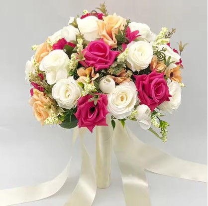 Brautstrauß, blumen für brautjungfern, hochzeitsaccessoires, weiße künstliche rosen, brautsträuße, hochzeitsdekoration, hochzeit: Sekt