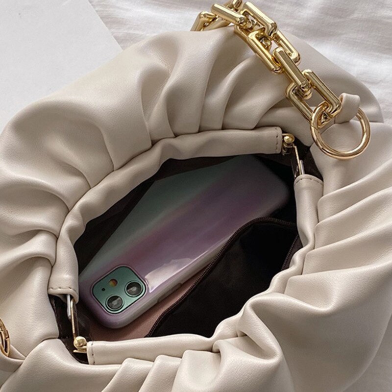 [EAM]-bandoleras con cadena dorada para mujer, bolsa nube de lujo, bolsa de mensajero tipo bandolera, bolso de mano para , HM112,