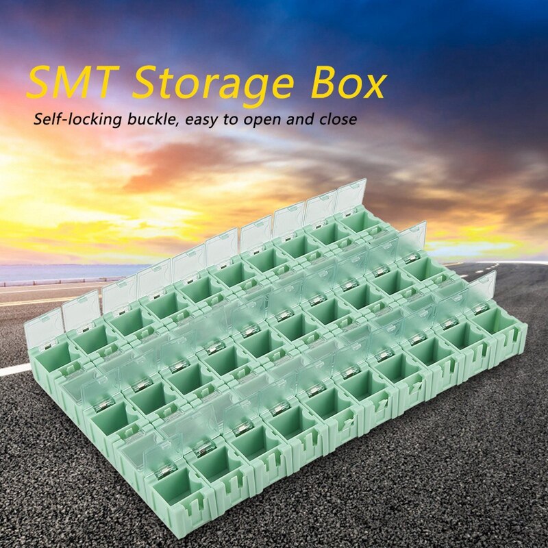50Pcs SMT SMD Electronic Component Container Storage Boxes Electronic Components Self-Locking Buckle Boxes Mini Storage