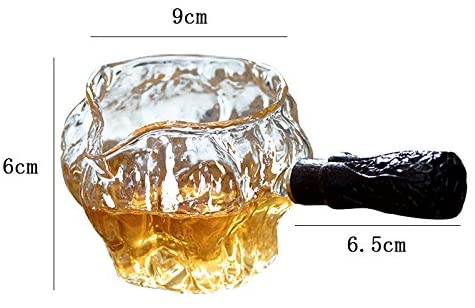 Jarra de vidrio para servir té, jarra de madera, mango chino Gongfu Chahai, jarra de té de vidrio, taza de té, café, leche