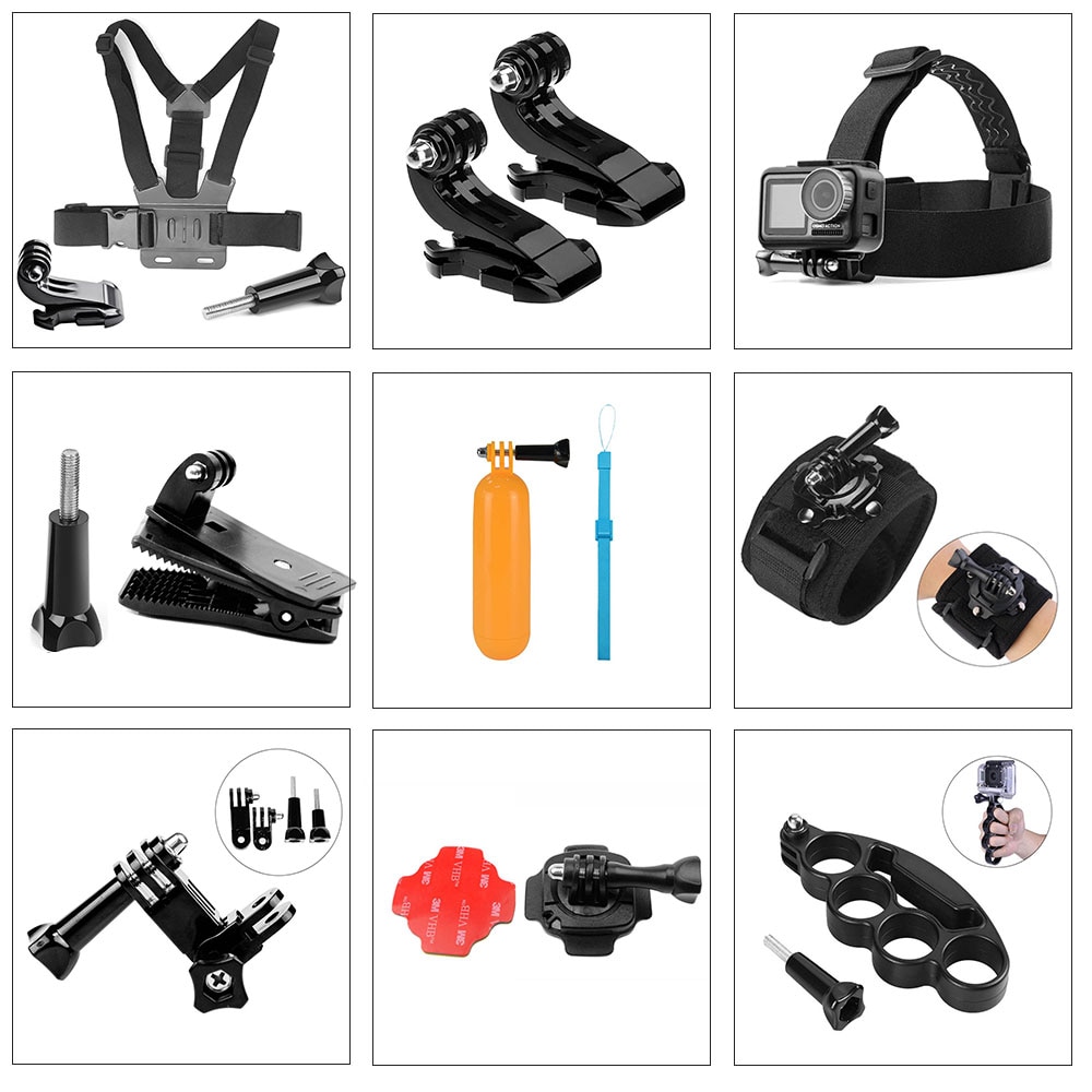 Go Pro accesorios para Gopro hero7 6 5 4 3 + cámara de acción deportiva pecho cabeza mano correa de muñeca para Xiaomi yi 4k Eken Car suption