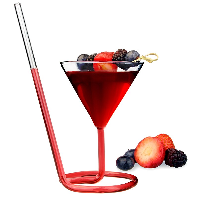 Screw Spiral Straw Molecule Cocktail Glass Bar Party Triangle Goblet Martini Champagne Coupes Vaso Wine Glasses Charms