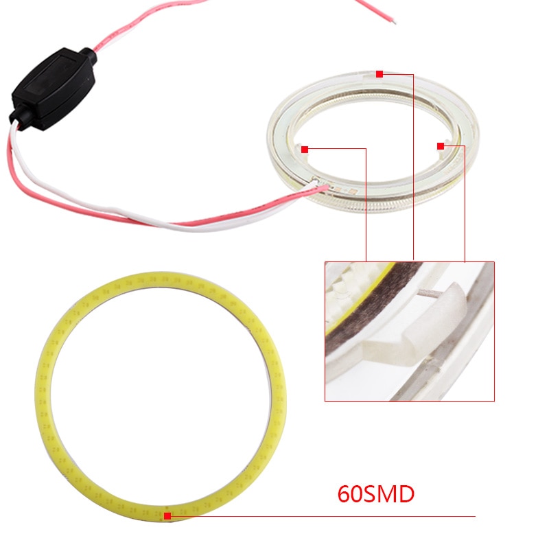 Qiilu Phares Angel Eyes COB LED 120mm - Paire Anneaux Halo Lumineux DRL Pour Voiture Et Moto