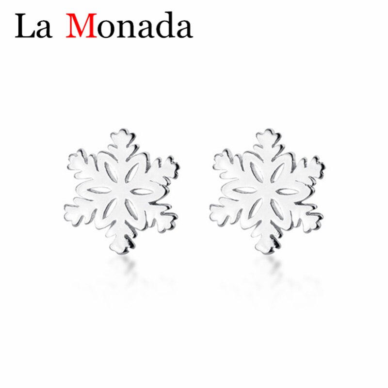 Simple 925 en argent Sterling hiver Six pétales flocon de neige exquis boucles d'oreilles pour les femmes contracté bijoux de noël