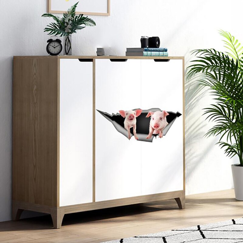 3D Cute Pig Wall Stickers Refrigerator Toilet PVC Bathroon Sticker Exquisite Cute Funny Home Decor