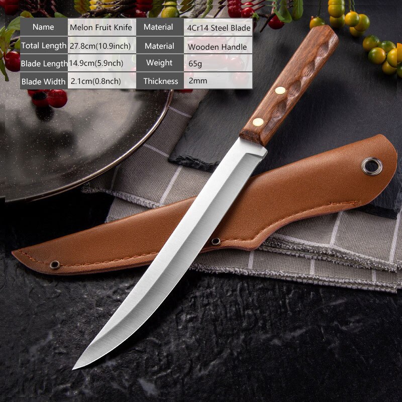 Butcher Cleaver Traditional Kitchen Knife Hammer Stainless Steel Chef Chopper Meat Cooking Knives Long Knife Melon Fruit Knife: C