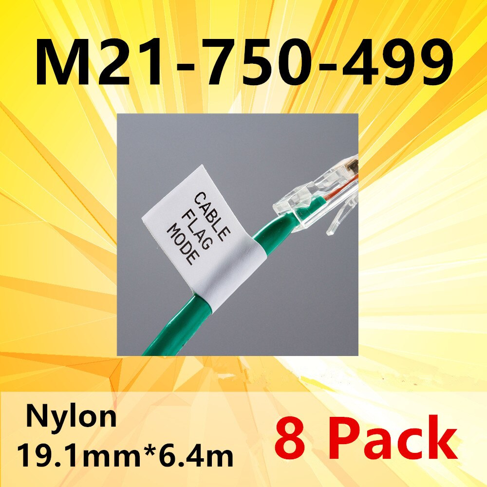 10pk alta adesão pano etiqueta fita para M21-750-499 preto no branco 4.9m náilon compatível para bmp21 plus e impressora labpal