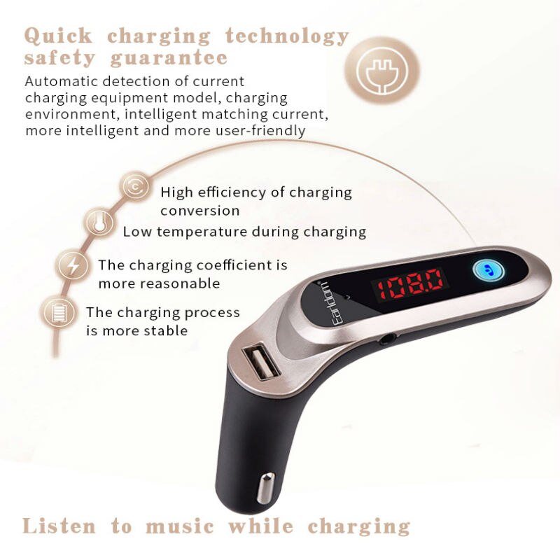 Earldom voiture FM Radio MP3 véhicule Bluetooth appel main libre carte SD disque USB jouer