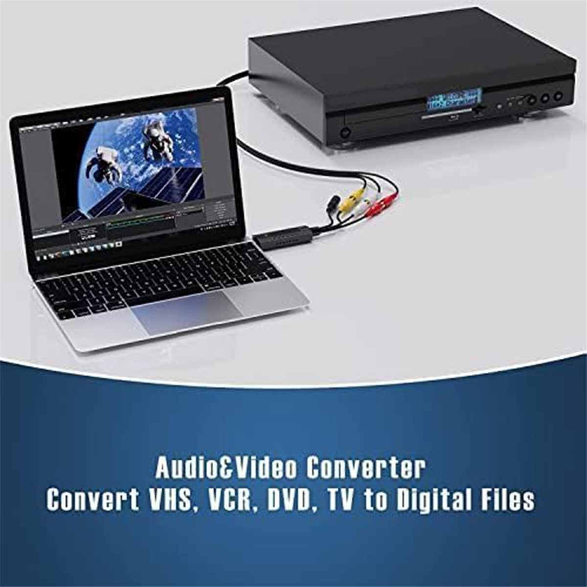 USB Video Capture Card, Audio Video Converter Grabber for RCA to USB Convert VHS Mini DV VCR Hi8 DVD to Digital LYZ