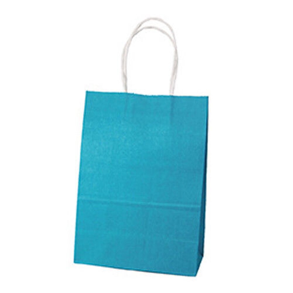 Kraftpapir poser stand up poser børnefest fødselsdag mad papir kraft segl pakning behandle bryllup taske forsyninger med håndtag: Søblå