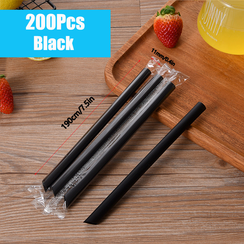 50-400 Uds. Pajitas negras grandes para batidos, pajitas grandes para beber, pajitas para té de burbujas, pajitas para té de la leche, , boda, Bar, accesorios para el hogar: Negro