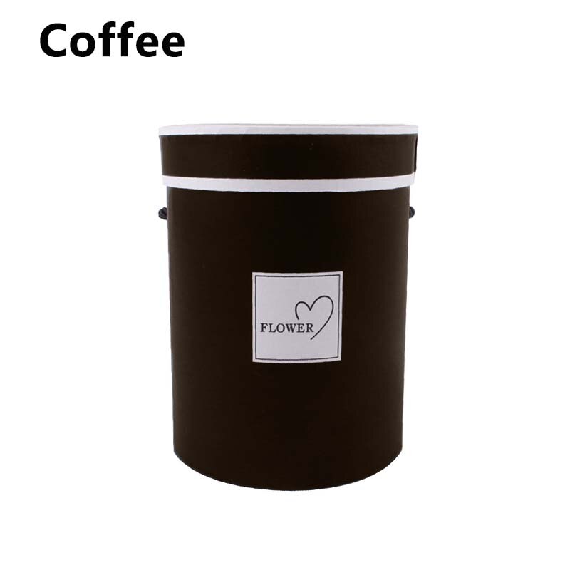 Flower Packaging Box Round Floral Boxes Paper Bag Storage Box Florist Bouquet Holder Flower Wrapping Case With Lid: Coffee