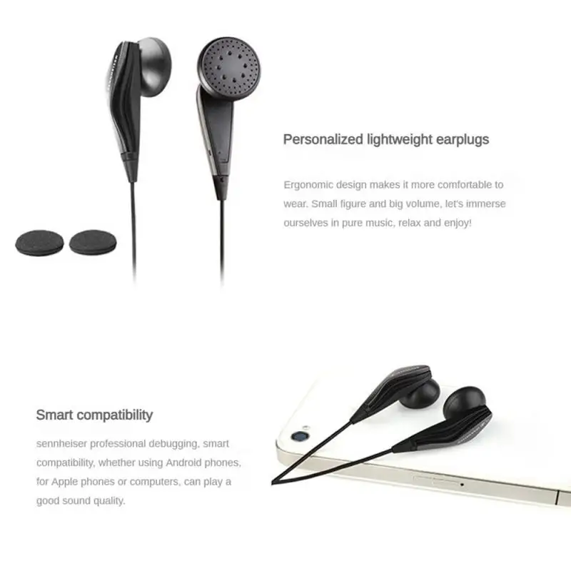 Auriculares estéreo Sennheiser MX375 originales, auriculares de graves profundos, auriculares deportivos de 3,5mm, resolución HD, reducción de ruido HIFI