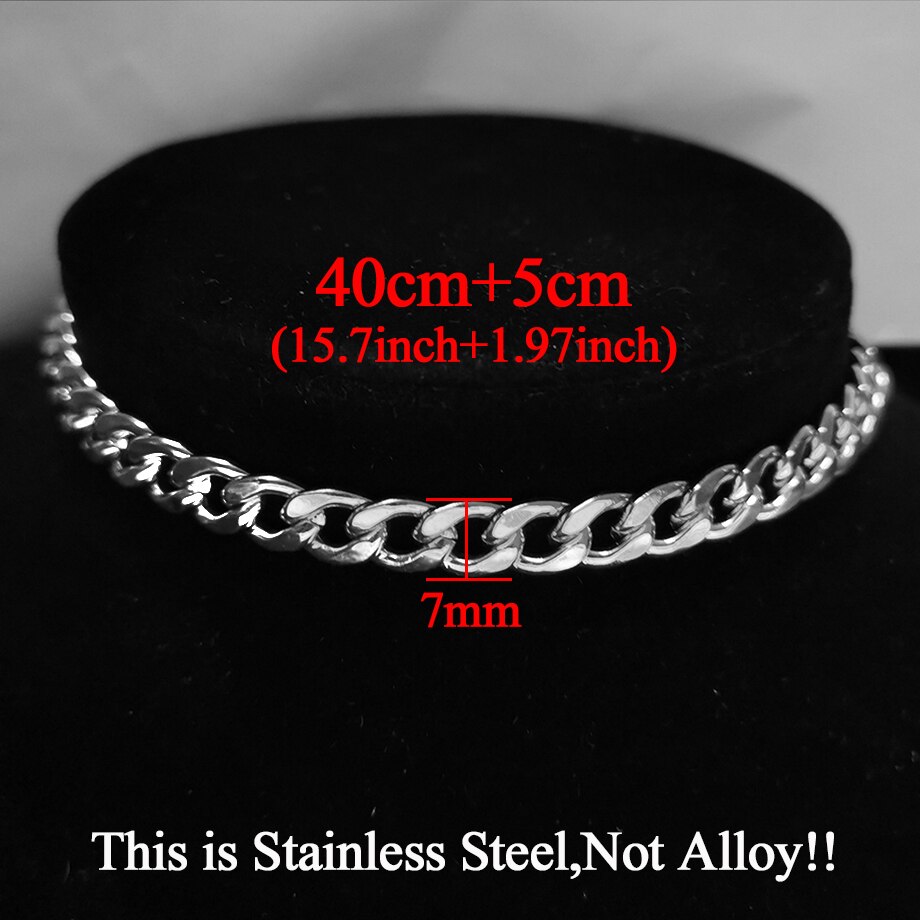 Punk Stainless Steel Choker Necklace For Women Silver Color Short Big Thick Neck Chain Chokers Necklaces Jewelry Neckless: XL287STS40