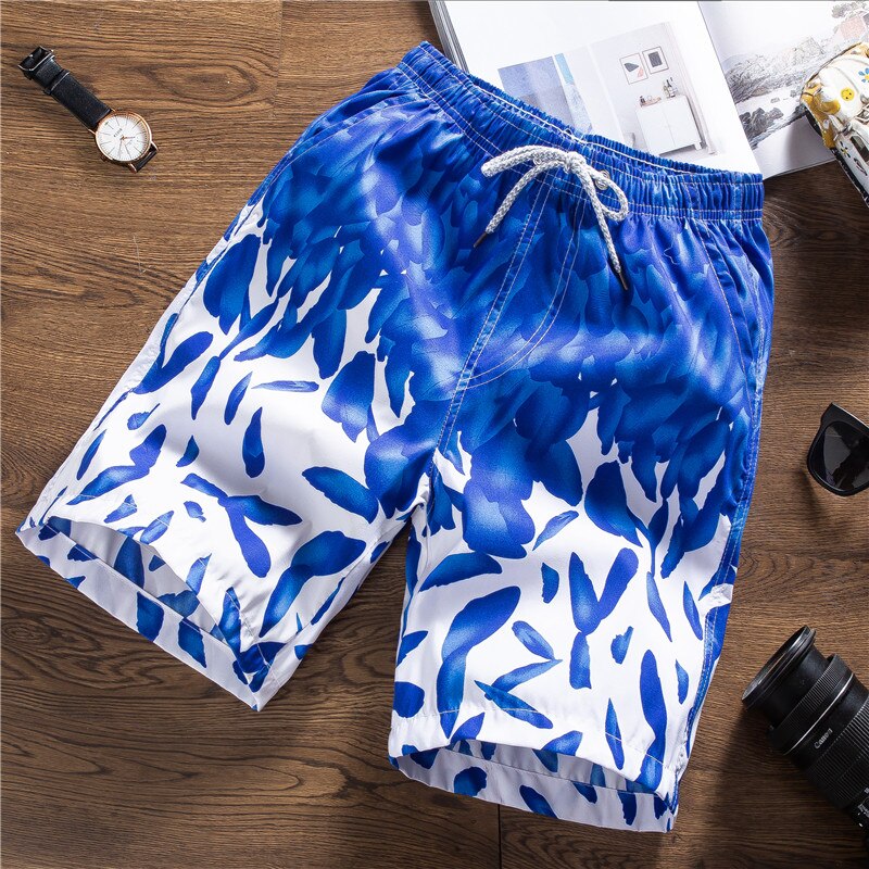 Pantalones cortos de natación para hombre, shorts deportivos para playa: Dark blue feathers / XXL