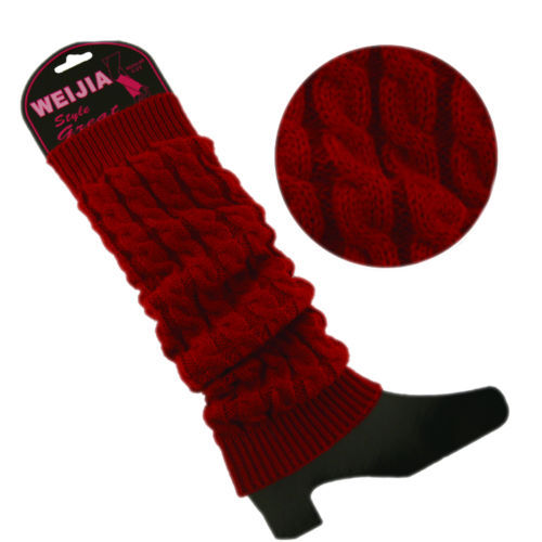 Women Winter Warm Knit Crochet High Knee Leg Warmers Leggings Boot Leggings Slouch: Red