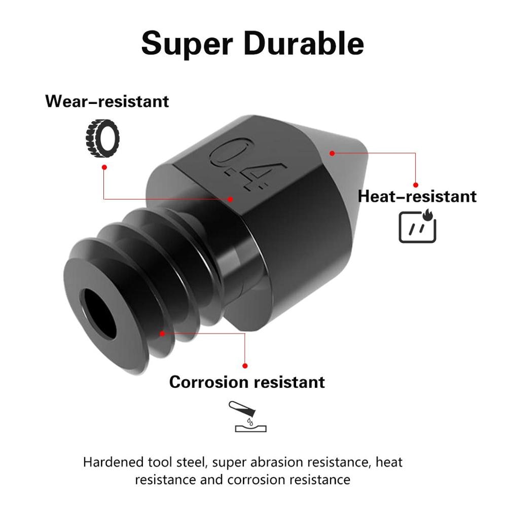 SIMAX3D – outil en acier trempé MK8, buses d'imprimante 3D résistantes aux hautes températures, 0.4mm/1.75mm pour Makerbot Creality CR-10 Ender 3