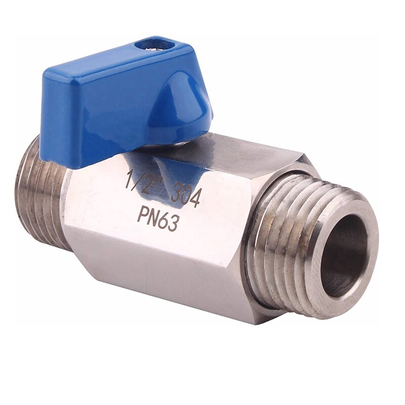Kogelkraan 1/2 inch 304 roestvrijstalen mini kogelkraan mannelijk en mannelijk npt, ideaal voor kopstroomregelklep