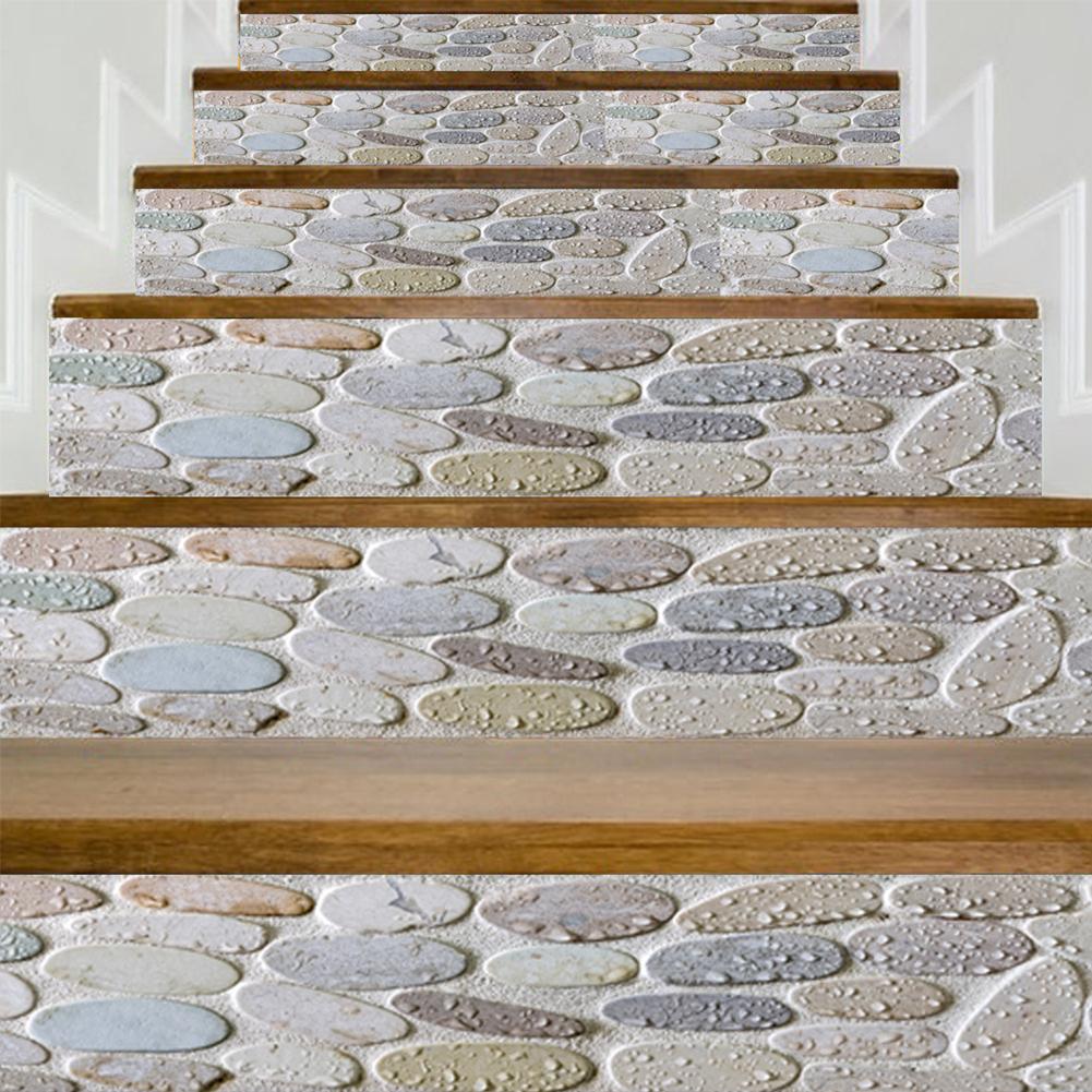 6 Stck Abnehmbare Treppen Aufkleber Treppe Schritt Selbst-Klebstoff Wasserdicht PVC Treppen Hause Dekoration Aufkleber Kopfstein aufbringen