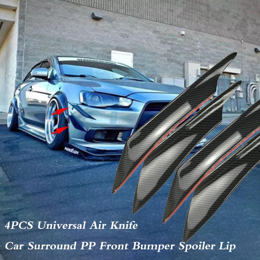 4PCS Universal Car Front Deflector Spoiler Splitter Diffuser Bumper Canard Lip Body Shovels Carbon Fiber Bumper Splitters