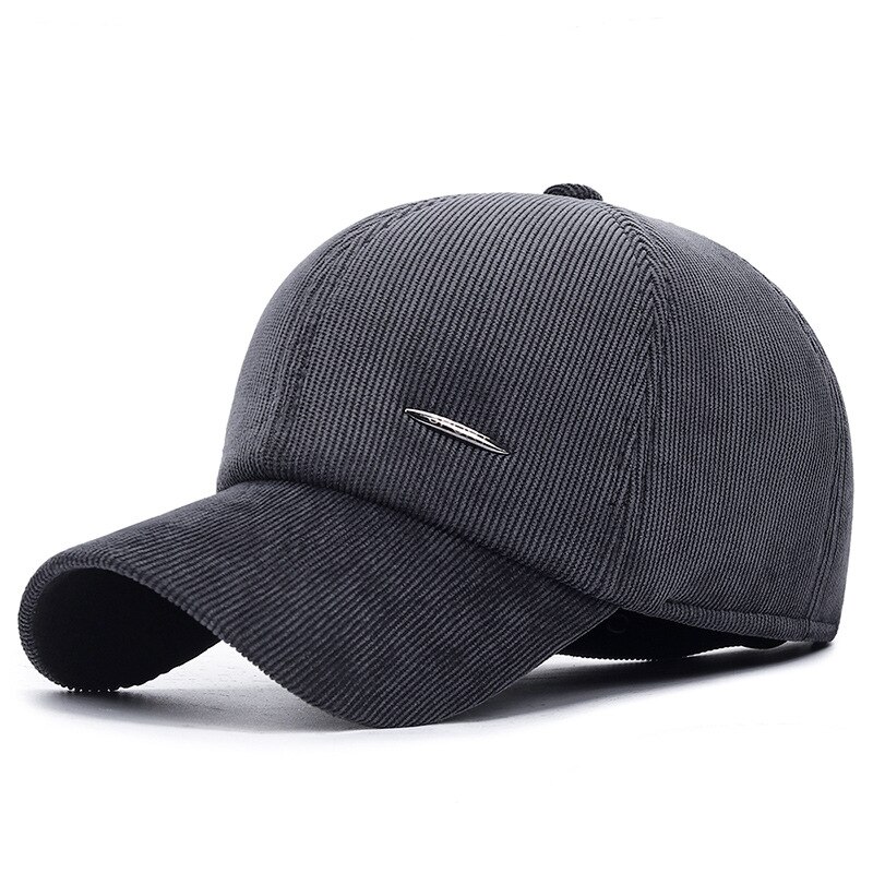 Mannen Corduroy Baseball Cap Met Oorkleppen Mannelijke Herfst Winter Warm Winddicht Gehoorbescherming Hoed Bone Kpop Verstelbare L26: Gray