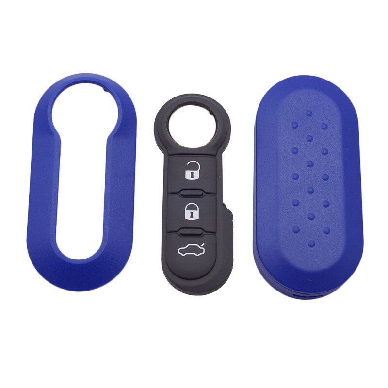 Cocolockey-Funda de mando a distancia para coche, almohadilla de reemplazo para Fiat 500, Panda Punto Bravo, almohadilla con botón de goma, 3 botones: blue