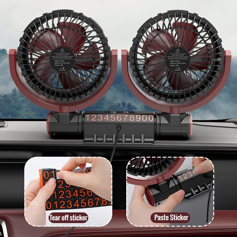 Ventilateur de voiture à 3 vitesses, réglable à 360 °, simple ou double tête, ventilateur d'air, automobile, électrique, USB, silencieux, bureau à domicile, bureau et voiture