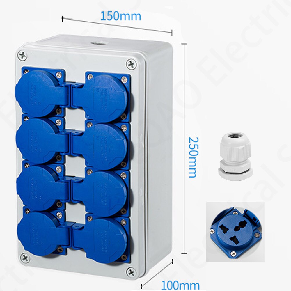 Outdoor rainwater socket Three holes 10A home wall mounted multi-function outdoor socket box electric car charging: Multi-function socke / 8K