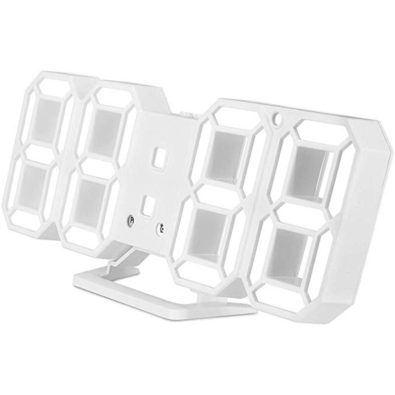 Modern Digital 3D LED Wall Clock Alarm Clocks Snooze Clock with 12/24 Hour Display HANW88