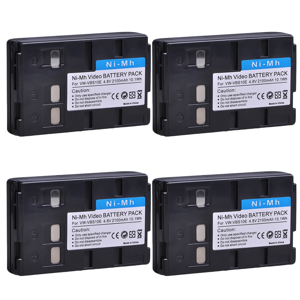 2100mAh VW-VBS10E VW-VBS10 Ni-Mh Video Battery for Panasonic NV-X100, NV-VX9, NV-VX7A VW VBS10E VBS10 HHR-V211 VSB0200 P-V211: 4x Battery