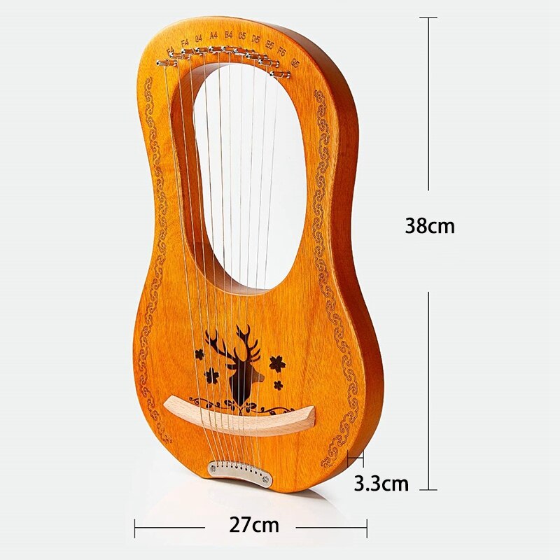 Lier Harp, 10 String Hout Harp In Massief Mahonie Hout Lier Harp Met Tuning Sleutel, voor Beginner Melomaniacs, Etc