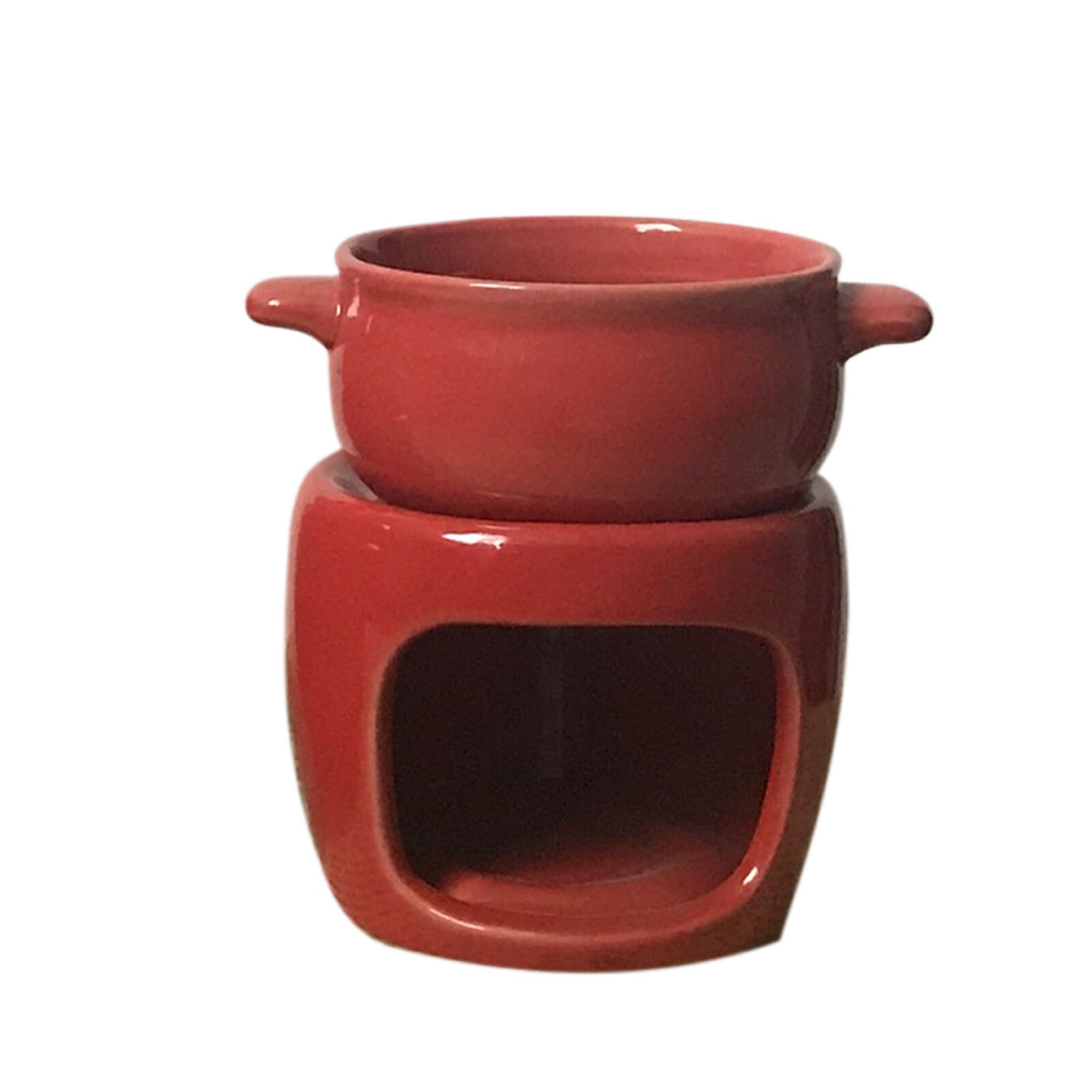 Ceramic Small Cheese Pot Cheese Chocolate Fondue Furnace Fondue Set Premium Porcelain Melting Pot For Cheese Chocolate: Red