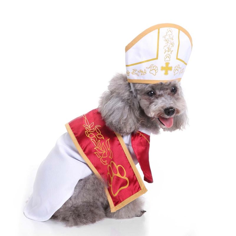 Pet Christmas Costume Grand Pope Style Dog Puppy Outfit Hat Cosplay Party Decor Y1AB