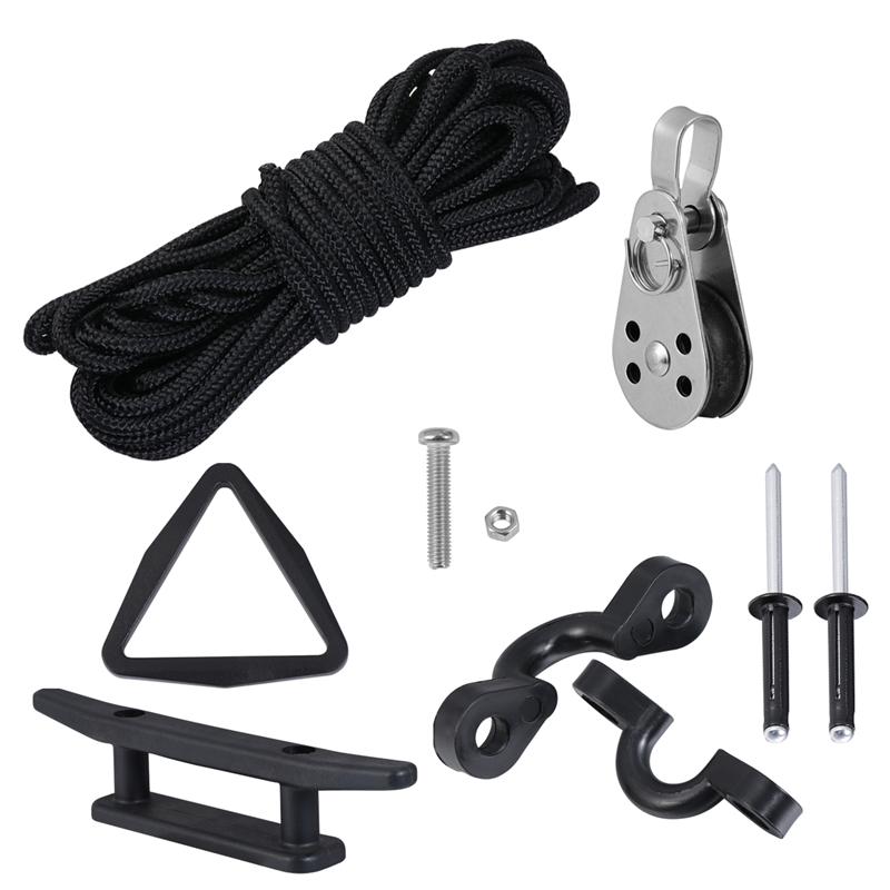 1 Set Kayak Accessories Yacht Rope Winding Rope Frame Pulley Bblock Rivet Speedboat Nylon Rope For Outdoor Sports Replace