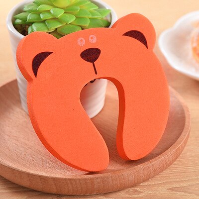 Abrazadera de seguridad para niños de dibujos animados para puerta, pinza para mano, tope de seguridad para bebés, lindo Animal, Clip para puerta de seguridad: orange
