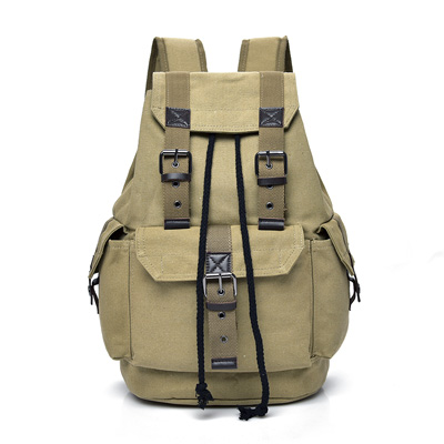 Men Canvas Backpack Men Backpacks Large Male Mochilas Feminina Casual Schoolbag For Boys: Khaki