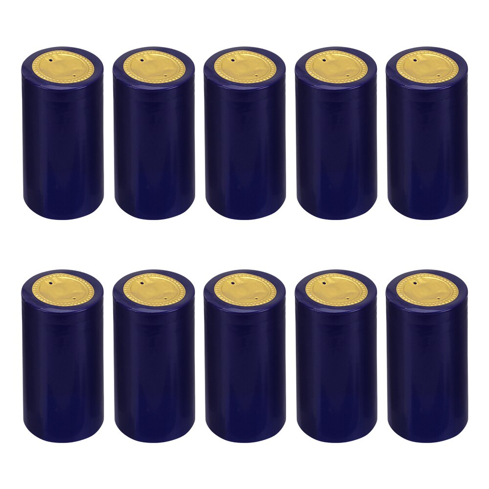 100pcs Portable Lightweight Durable Practical Plastic Wine Bottle Caps Bottle Capsules Stopper Heat Shrink Sealing Bottle Cap: Blue