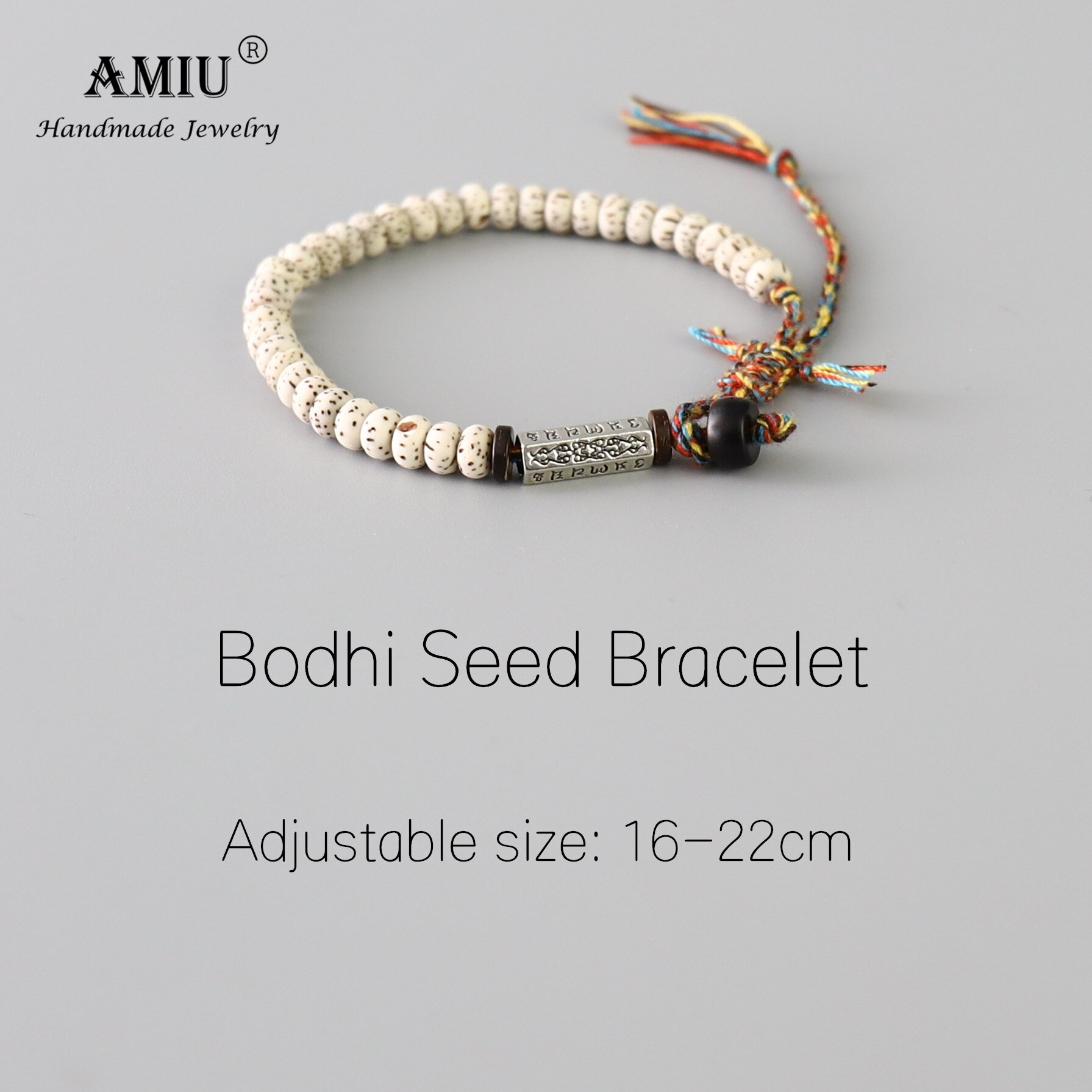 AMIU Tibetan buddhist Braided Cotton Thread Lucky Knots bracelet Natural Bodhi Beads Carved Amulet Handmade Bracelet For Men